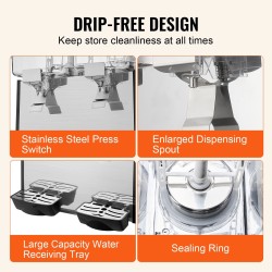 Juoma-annostelija kaksi säiliötä kahdeksantoista litraa kukin ruostumattomasta teräksestä kylmille juomille