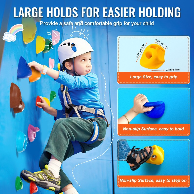 Kiipeilyotteet 32 kpl PP-kopolymeeri erikokoiset värilliset sisä- ja ulkokäyttöön