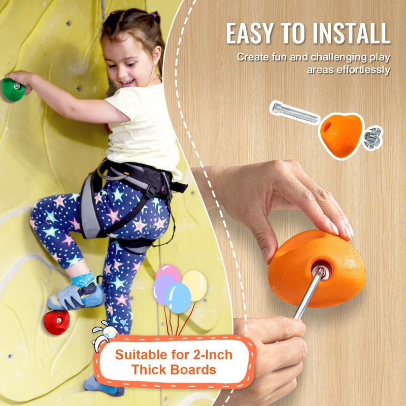 Kiipeilyotteet 32 kpl PP-kopolymeeri erikokoiset värilliset sisä- ja ulkokäyttöön