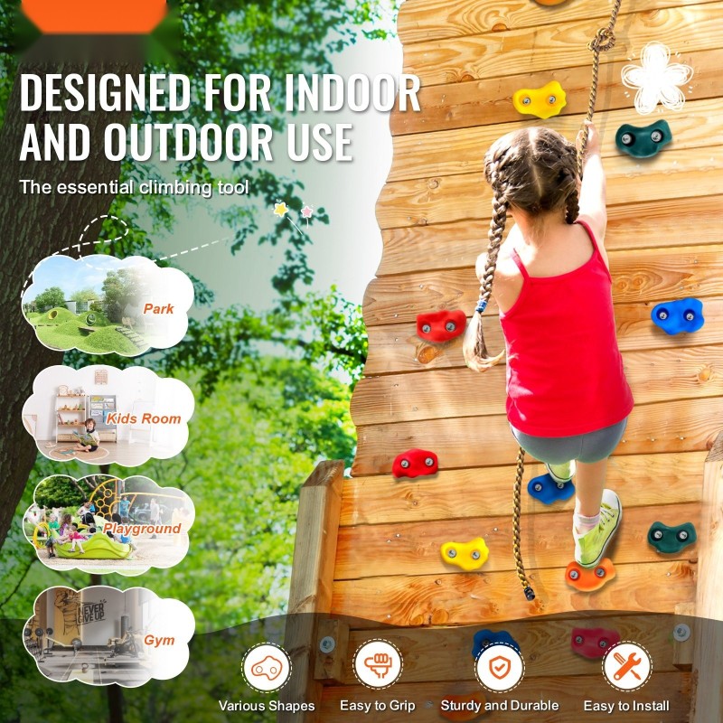 Kiipeilyotteet 25 kpl PP-kopolymeeri eri kokoja värikkäät sisä- ja ulkokäyttöön