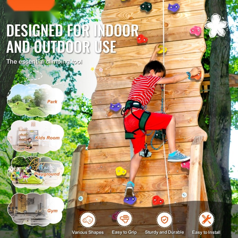 Kiipeilyotteet 72 kpl eri kokoisia monivärisiä PP-kopolymeeristä valmistetut sisä- ja ulkokäyttöön