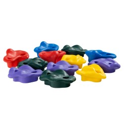 Puuun kiinnitettävä PP-kopolymeerinen kiipeilypidikesetti 12 pidikettä 6 hihnaa räikkäkiinnittimillä