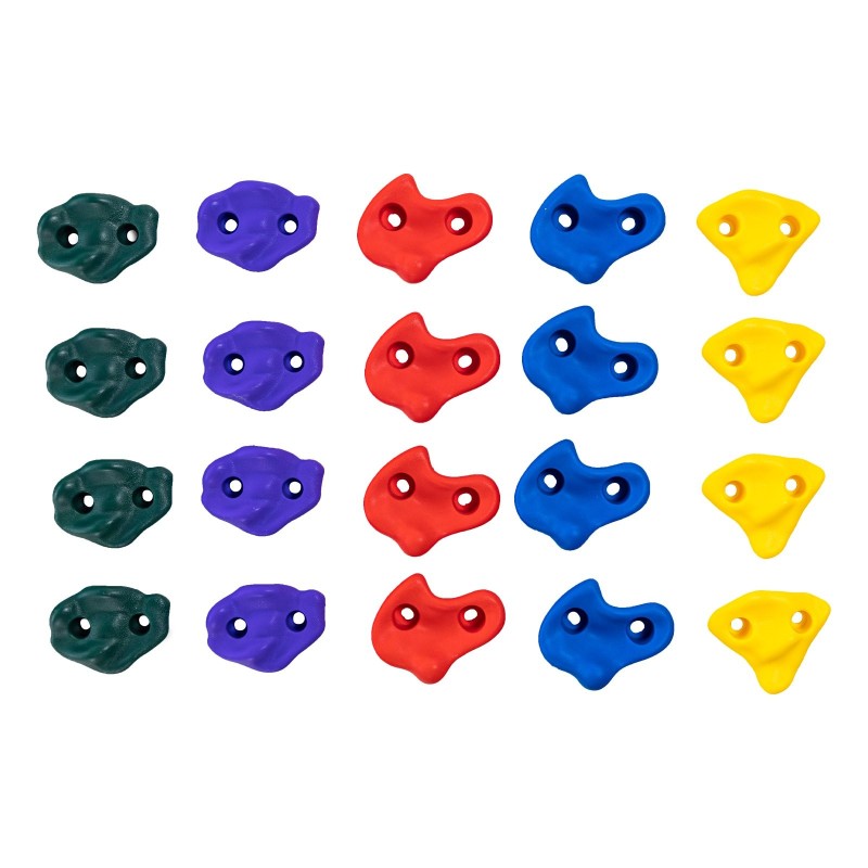 Puuhun asennettavat PP-kopolymeeriset kiipeilyotteet 20 kpl ja 6 räikkähihnaa