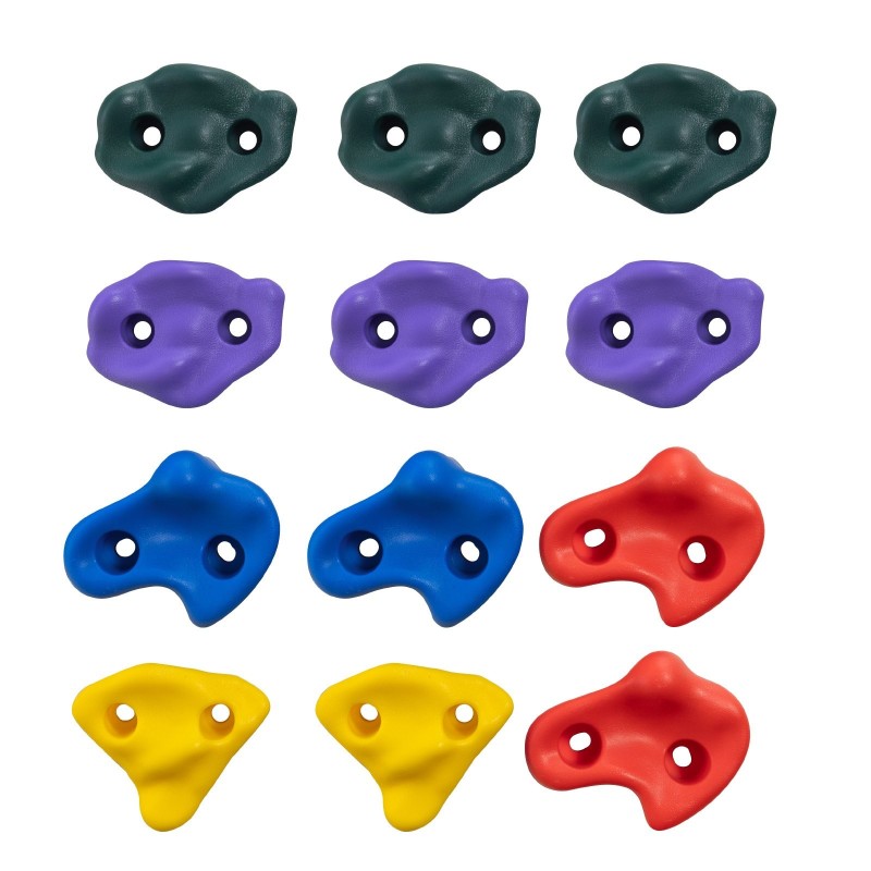 Puuhun kiinnitettävä kiipeilypidikesetti 12 pidikettä 6 hihnaa lapsille ja aikuisille