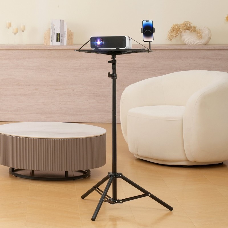 Projektoriteline kolmijalka säädettävä 685–1600 mm tarjotin 300×400 mm hanhenkaulainen puhelinpidike