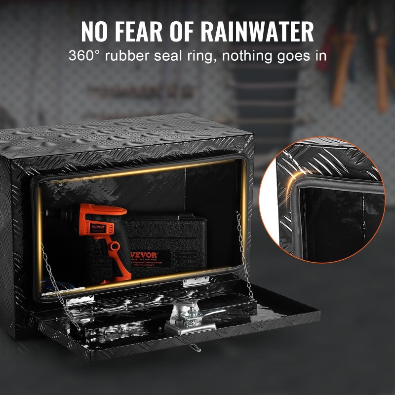 Alumiininen timanttikuvioitu alalaatikko 610 x 355 x 405 mm lukittava ajoneuvon alle