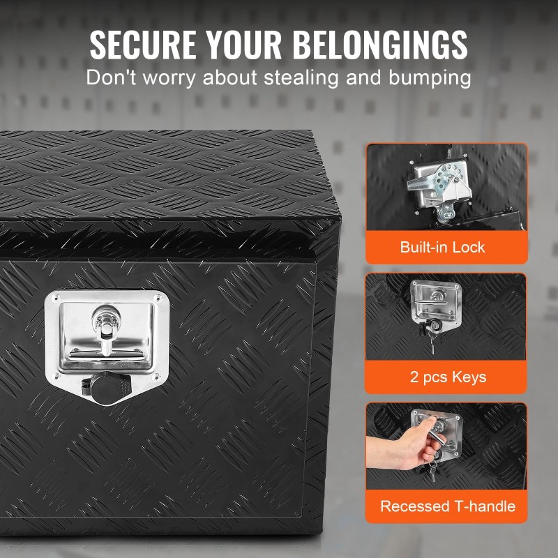 Alumiininen lukittava alalaatikko ajoneuvojen alle mitat 45,7×30,5×35,6 cm