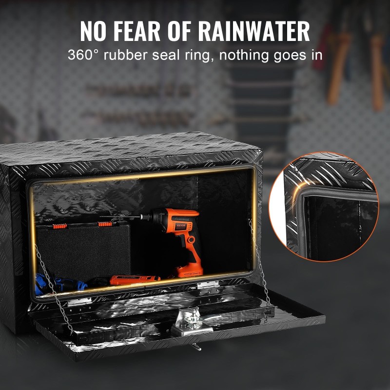 Alumiininen alalaatikko ajoneuvojen alle 914 x 356 x 406 mm lukollinen tiivisteellä