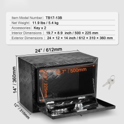 Alumiininen alapuolinen työkalulaatikko 24 x 12 x 14 tuumaa lukollinen tiivisteellä