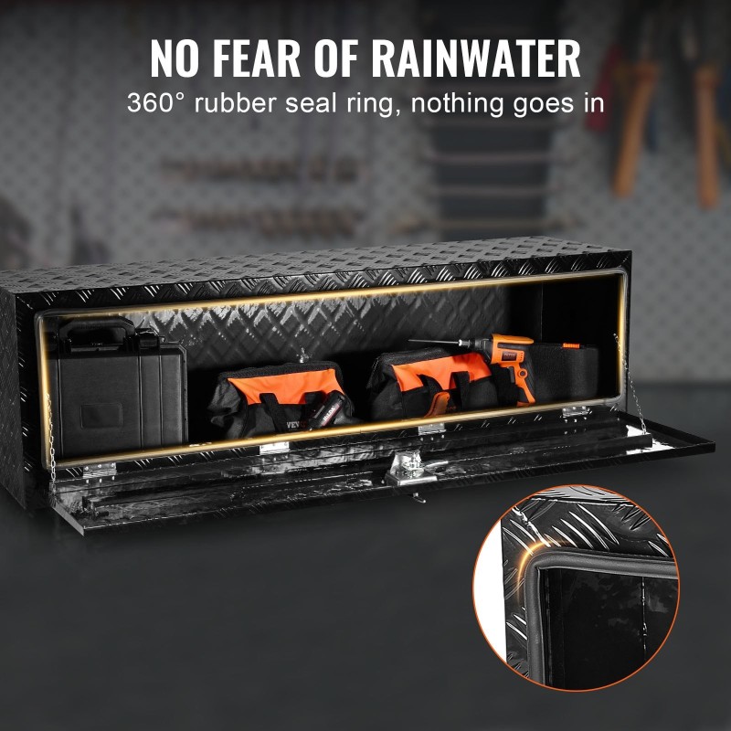 Alumiininen alalaatikko ajoneuvoon 1524x432x457 mm timanttipintainen lukittava T-mallinen kahva