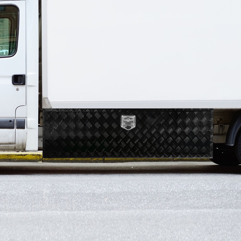 Alumiininen alalaatikko ajoneuvoon 1524x432x457 mm timanttipintainen lukittava T-mallinen kahva