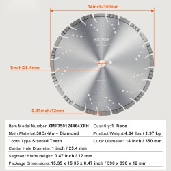 Timanttilaikka seospohjainen 350 mm 25,4 mm keskireikä märkä- ja kuivaleikkaukseen
