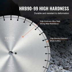 Timanttilaikka 450 mm 30Cr-Mo seosteräspohja timanttisegmentti 12 mm tasahampainen 25,4 mm keskireikä