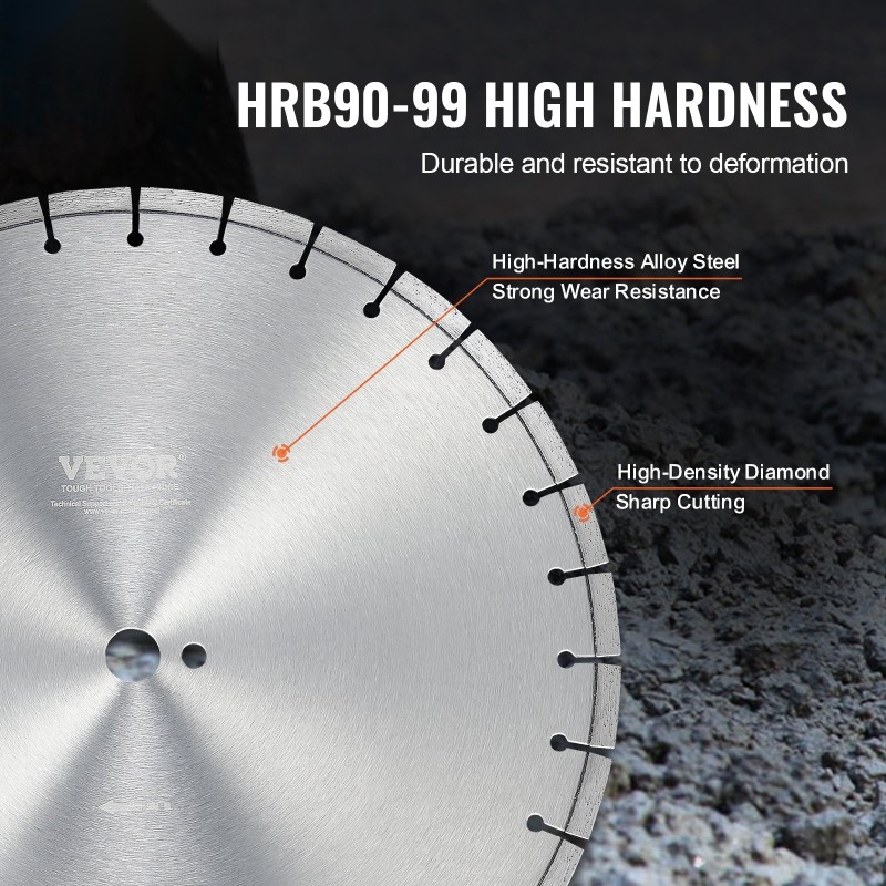 Timanttilaikka 450 mm 30Cr-Mo seosteräspohja timanttisegmentti 12 mm tasahampainen 25,4 mm keskireikä