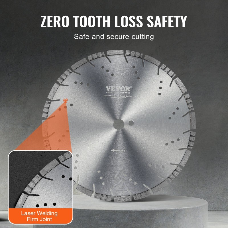 Timanttiterä 350 mm vinohampainen betonille laatoille ja tiilille