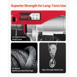 Sähkönostin seosteräsrunko päällystetty teräsvaijeri kaksiköysi 1000 kg yksiköysi 500 kg