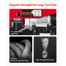 Sähkökäyttöinen vaijerivinssi seosteräksinen runko 200 kg langaton ja langallinen ohjaus