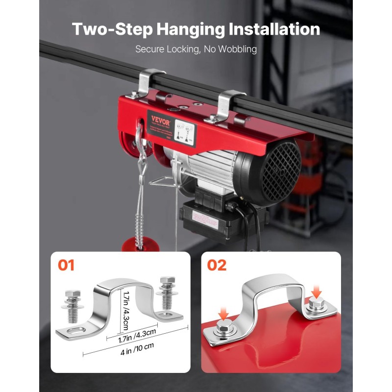 Sähköinen vaijerinostin seosterunkoinen 300/600 kiloa 12/6 metriä langaton 100 metriä