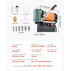 Matalaprofiilinen magneettiporakone metallirunko 1300W 35 mm poraushalkaisija 10000N magneettivoima 19 mm varsi