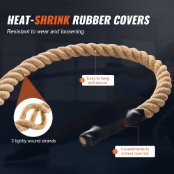 Kuntosalin kiipeilyköysi juuttikuitua 38,1 mm 4,58 m sisäharjoitteluun