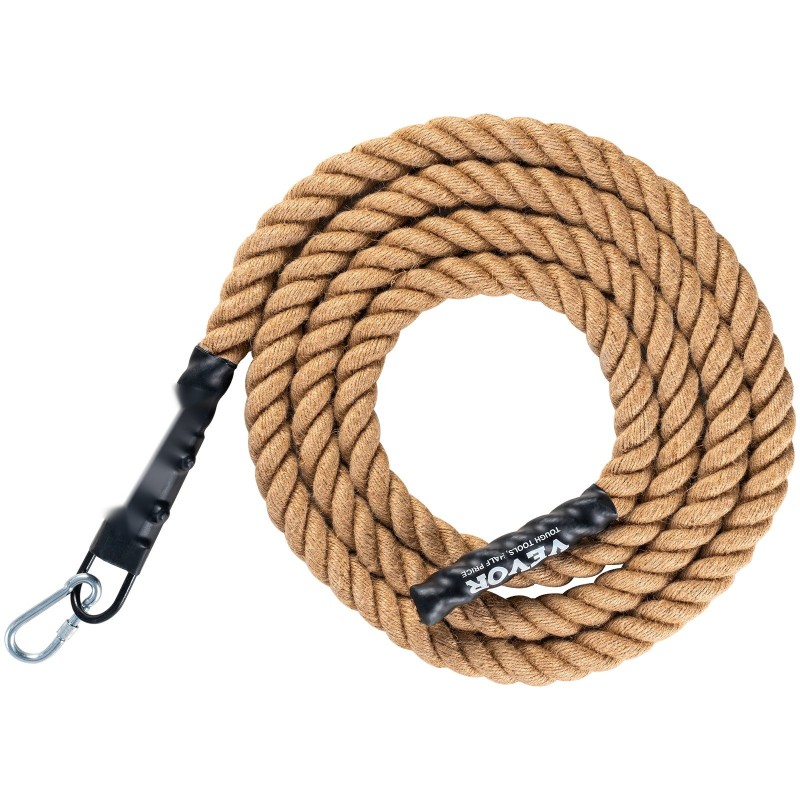 Kuntosalin kiipeilyköysi juuttikuitua 38,1 mm 4,58 m sisäharjoitteluun