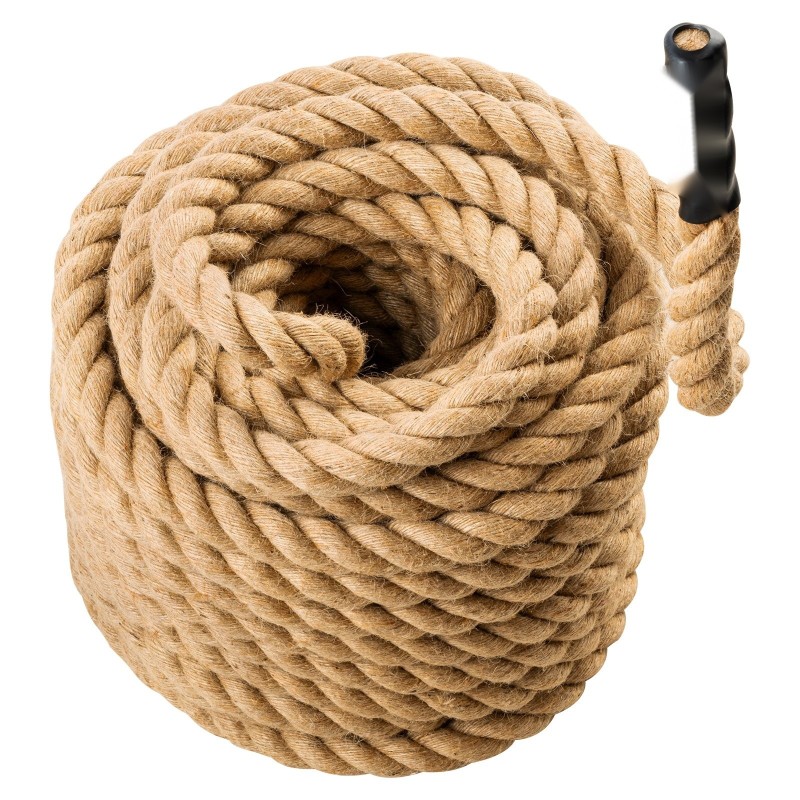 Kuntosalin juuttiköysi kiipeilyyn 25,4 mm 30,48 m kolmikierteinen