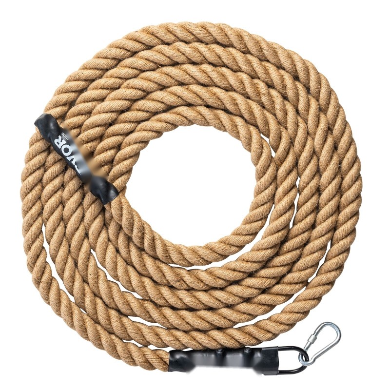 Kiipeilyköysi 100-prosenttista juuttia 38 millimetrin halkaisija 7,62 metrin pituus 227 kilogramman kantavuus