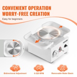 Sähköinen savenvalupyörä 0-320 kierrosta minuutissa irrotettava allas 2,56 ja 3,94 tuuman lautaset