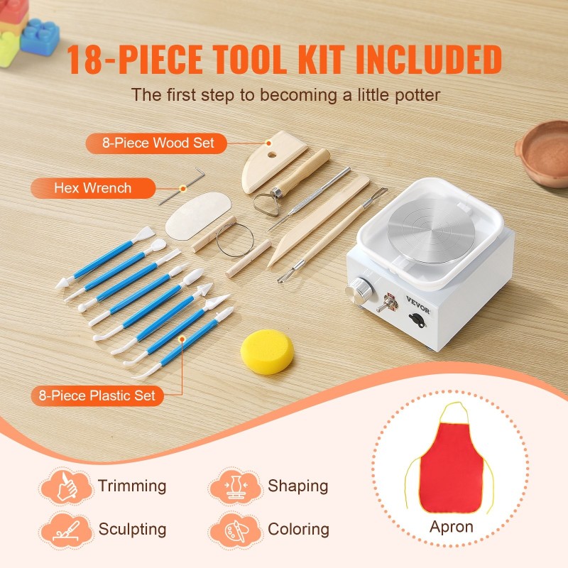 Sähköinen savenvalupyörä 0-320 kierrosta minuutissa irrotettava allas 2,56 ja 3,94 tuuman lautaset