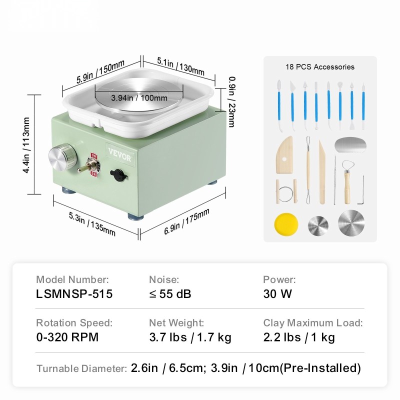 Pieni sähködreija savitöihin säädettävä nopeus 0–320 irrotettava allas kaksi lautasta 18 lisävarustetta