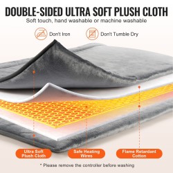 Sähkökäyttöinen flanellinen jalkalämmitin 545 x 480 mm 6 tasoa ajastin konepestävä