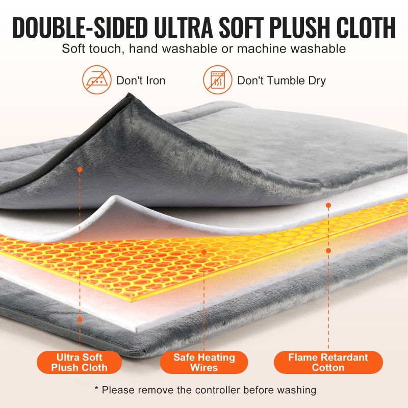 Sähkökäyttöinen flanellinen jalkalämmitin 545 x 480 mm 6 tasoa ajastin konepestävä