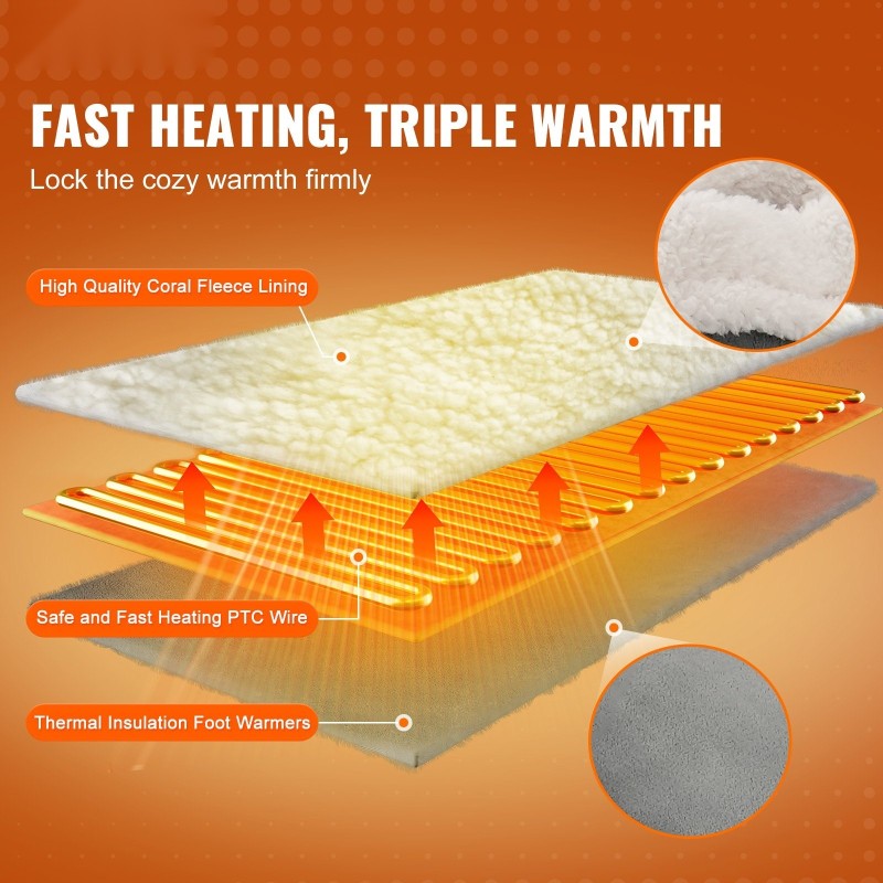 Sähköinen jaettu jalkalämmitin kaksipuolinen flanellipäällisellä 6 lämpötasoa 4 portaisella ajastimella automaattinen sammutus