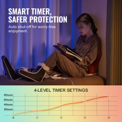 Sähköinen jaettu jalkalämmitin kaksipuolinen flanellipäällisellä 6 lämpötasoa 4 portaisella ajastimella automaattinen sammutus