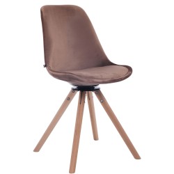 Tyylikäs samettinen ruokailutuoli troyes pyörivällä puujalustalla