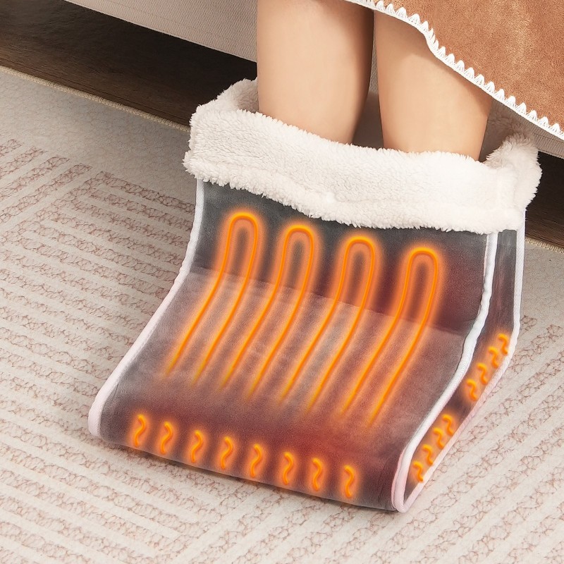 Sähköinen jalkalämmitin kaksipuolinen flanelli 6-portainen lämpötilansäätö ajastin 2–8 tuntia pestävä