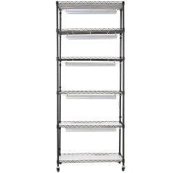 Kasviteline sisäkäyttöön kuusi tasoa teräs 192W täyden spektrin LED säädettävät hyllyt pyörillä