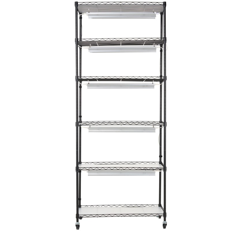 Kasviteline sisäkäyttöön kuusi tasoa teräs 192W täyden spektrin LED säädettävät hyllyt pyörillä