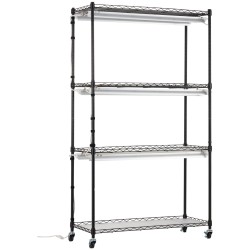 Teräksinen kasviteline 4 hyllyä 180W täysspektrinen LED kasvuvalo mekaanisella ajastimella 900x350x1500mm