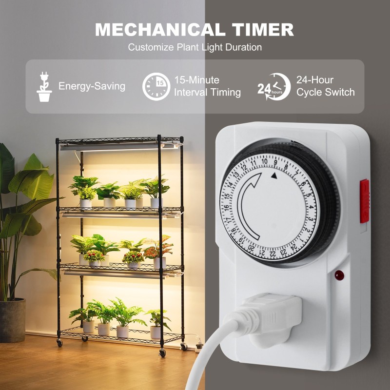 Teräksinen kasviteline 4 hyllyä 180W täysspektrinen LED-kasvuvalo mekaanisella ajastimella 900x350x1500mm