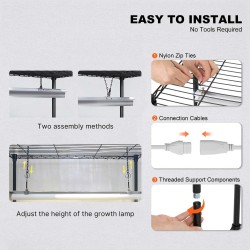 Sisäkasvihuone teräsrunko 4 tasoa 180W LED täysspektri EVA suojapeite taimikasvatukseen