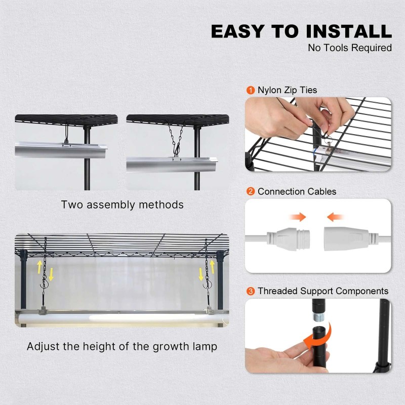 Sisäkasvihuone teräsrunko 4 tasoa 180W LED täysspektri EVA suojapeite taimikasvatukseen