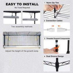 Kasviteline teräs 6-tasoinen 150W täyden spektrin LED-kasvatusvalo pyörillä