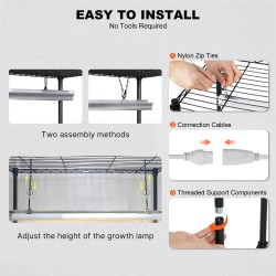 Metallinen kasvatushylly sisäkäyttöön kuusi tasoa kymmenen täysspektristä led-valoa kaksisataa watin mekaaninen ajastin