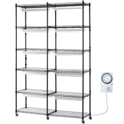 Metallinen kasvatushylly sisäkäyttöön kuusi tasoa kymmenen täysspektristä led-valoa kaksisataa watin mekaaninen ajastin