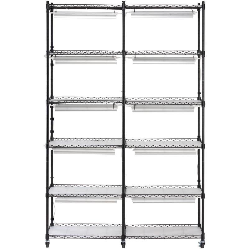 Metallinen kasvatushylly sisäkäyttöön kuusi tasoa kymmenen täysspektristä led-valoa kaksisataa watin mekaaninen ajastin