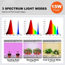 Kasviteline teräsrunko 4 hyllyä 45W LED kasvivalot 3 spektritilaa ajastin 600x350x1265 mm