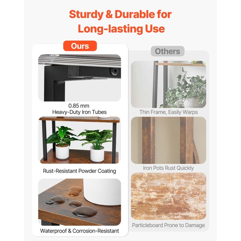 Kukkateline sisäkäyttöön metallirunko lastulevyhyllyt kulmarakenne 8 hyllyä 157,5 cm täysspektrivaloilla