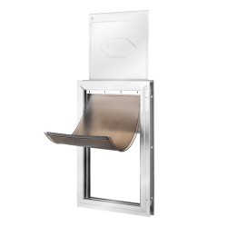 Lemmikkiovi säänkestävä alumiiniseosrunko PVC-läpällä 210 x 303 mm ruskea