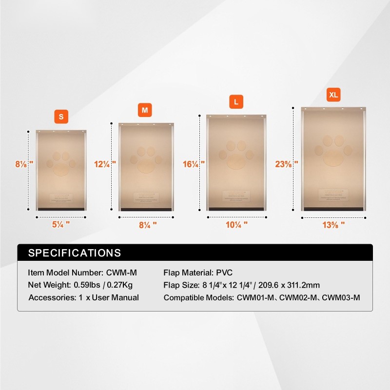 Paksu PVC-läppä lemmikkioveen leveys 209,6 mm korkeus 311,2 mm ruskea magneettinauhalla